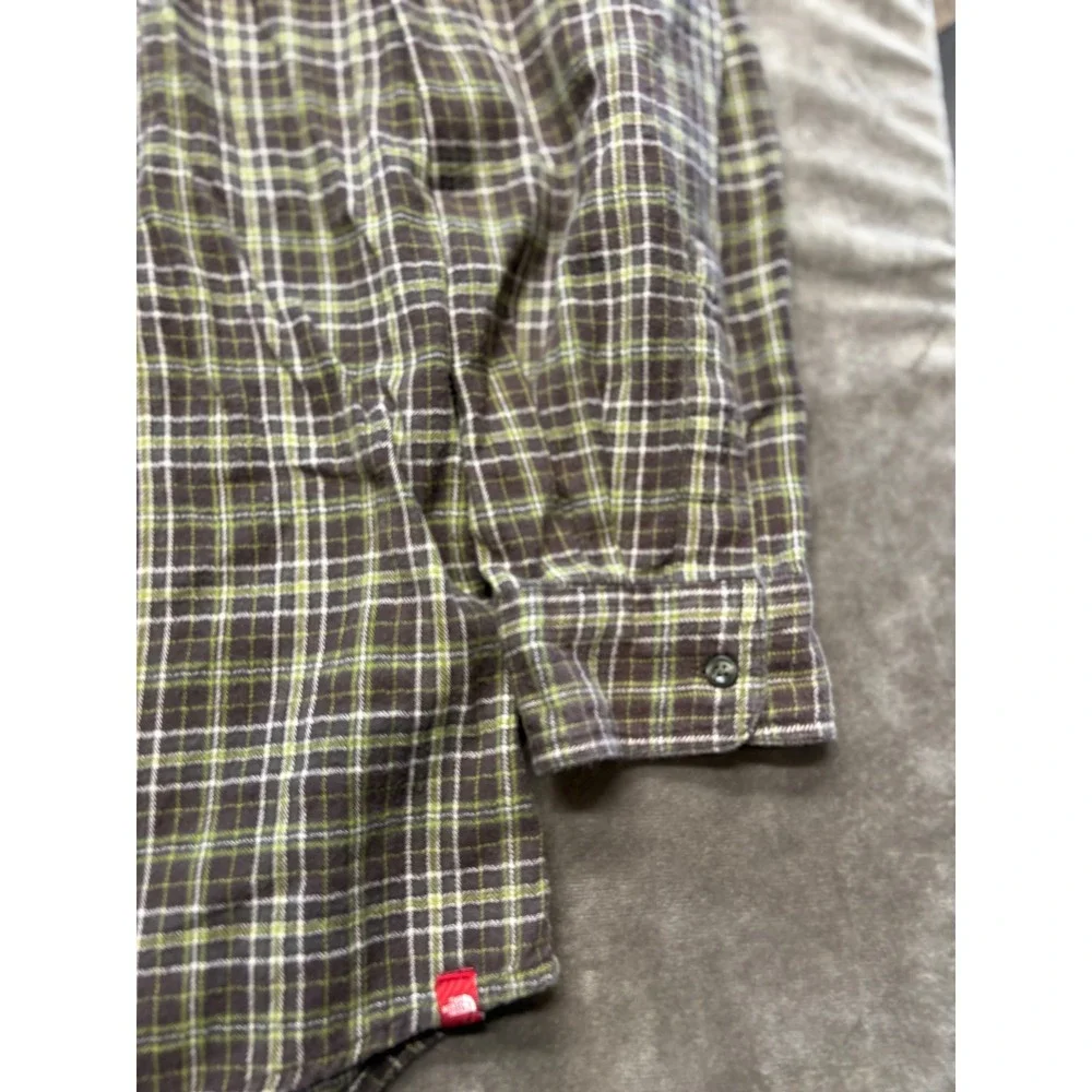 The North Face‎ Plaid Flannel Button Up Shirt Mens XXL Green Brown Long Sleeve